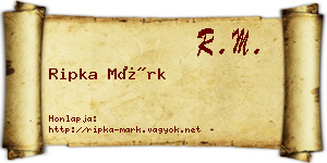 Ripka Márk névjegykártya